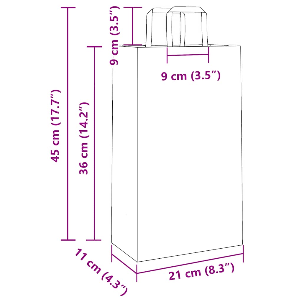 vidaXL Χάρτινες σακούλες 250 τεμάχια με χερούλια Μπλε 21x11x36 εκ.
