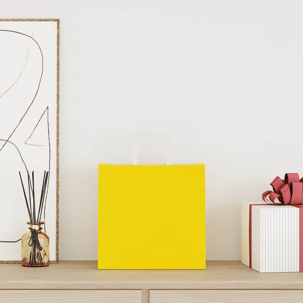 vidaXL Χάρτινες σακούλες 50 τεμάχια με χερούλια Κίτρινο 26x17x25 εκ.