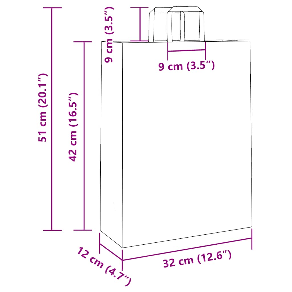 vidaXL Χάρτινες σακούλες 50 τεμάχια με χερούλια Κίτρινο 32x12x42 εκ.