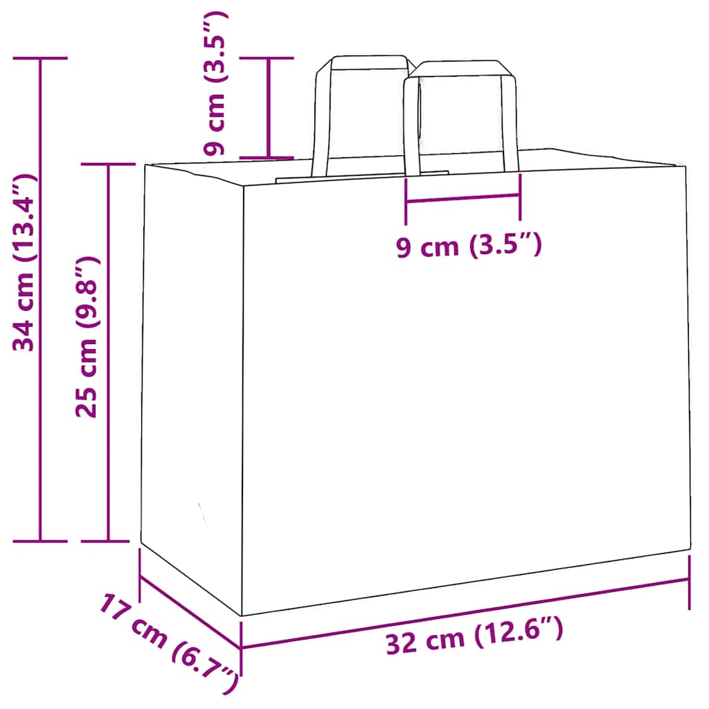 vidaXL Χάρτινες σακούλες 50 τεμάχια με χερούλια Κίτρινο 32x17x25 εκ.