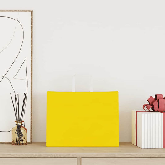 vidaXL Χάρτινες σακούλες 50 τεμάχια με χερούλια Κίτρινο 32x17x25 εκ.