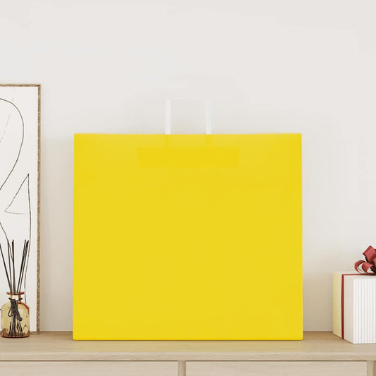 vidaXL Χάρτινες σακούλες 50 τεμάχια με χερούλια Κίτρινο 54x15x49 εκ.