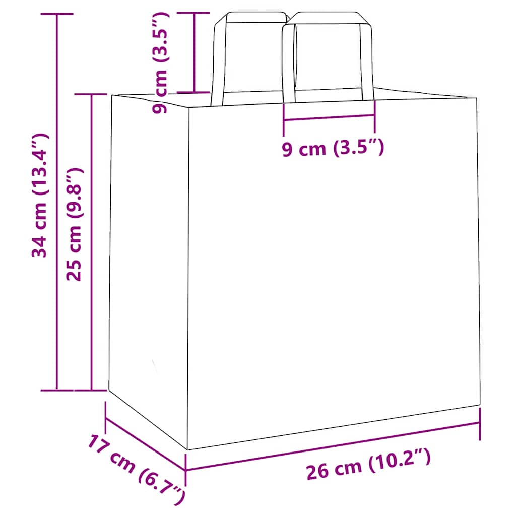 vidaXL Χάρτινες σακούλες 250 τεμάχια με χερούλια Κίτρινο 26x17x25 εκ.