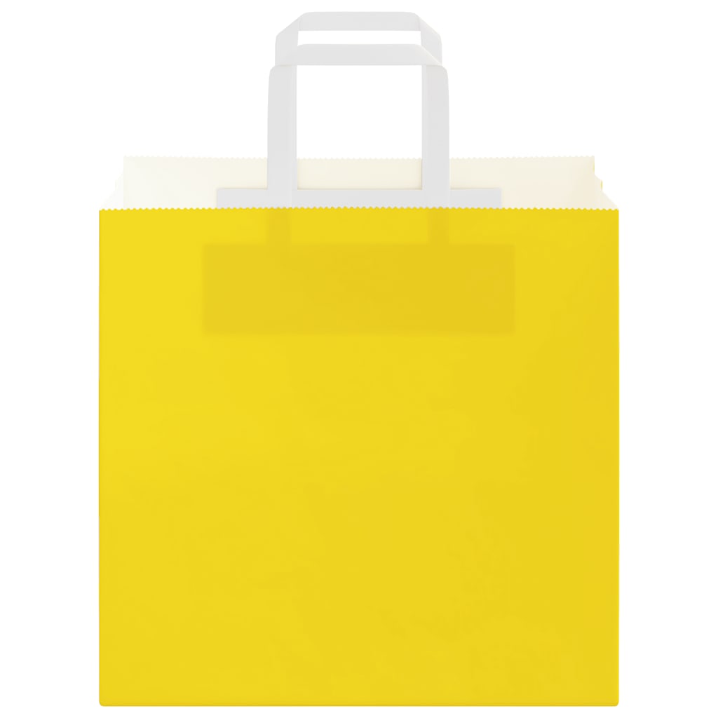 vidaXL Χάρτινες σακούλες 250 τεμάχια με χερούλια Κίτρινο 26x17x25 εκ.