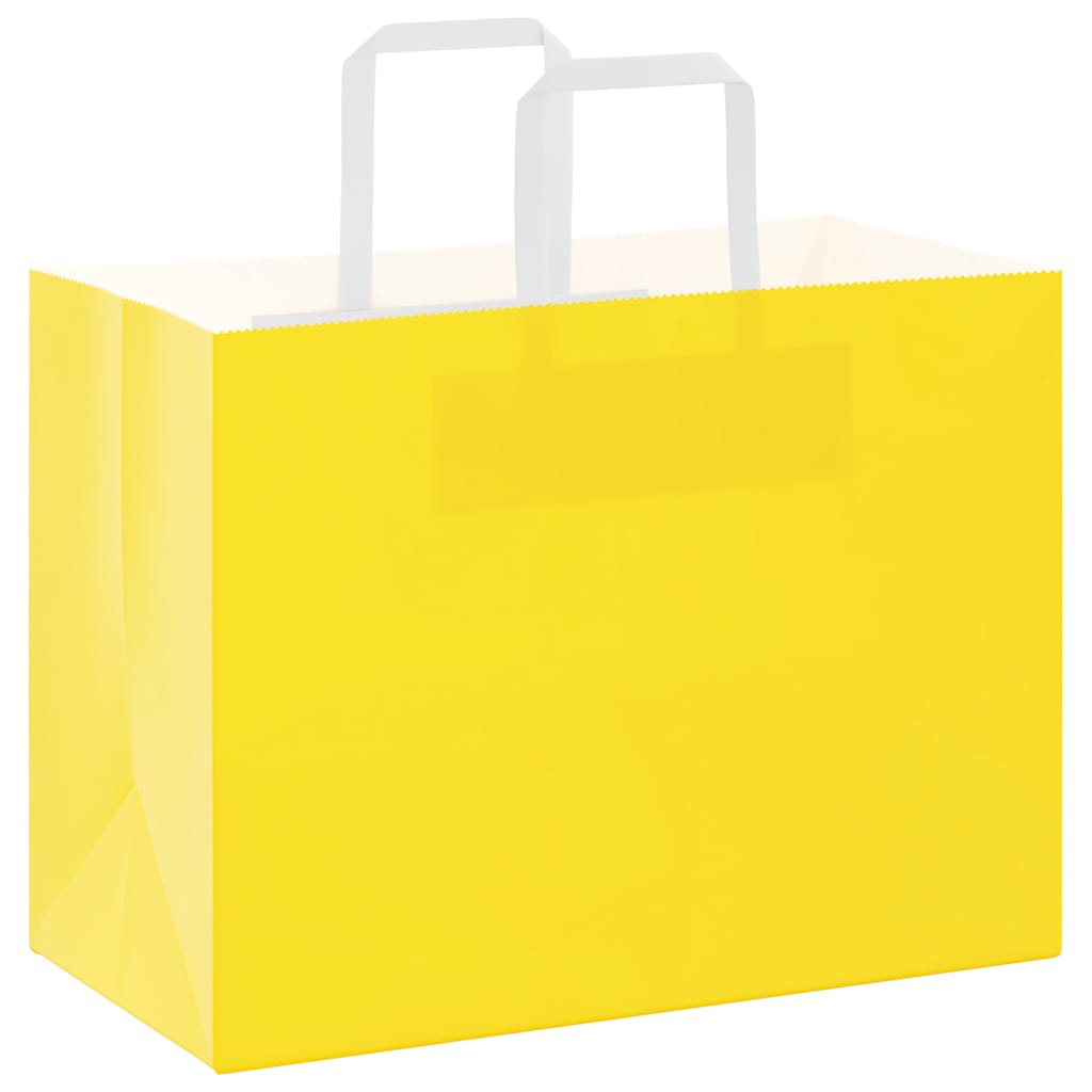 vidaXL Χάρτινες σακούλες 250 τεμάχια με χερούλια Κίτρινο 32x17x25 εκ.