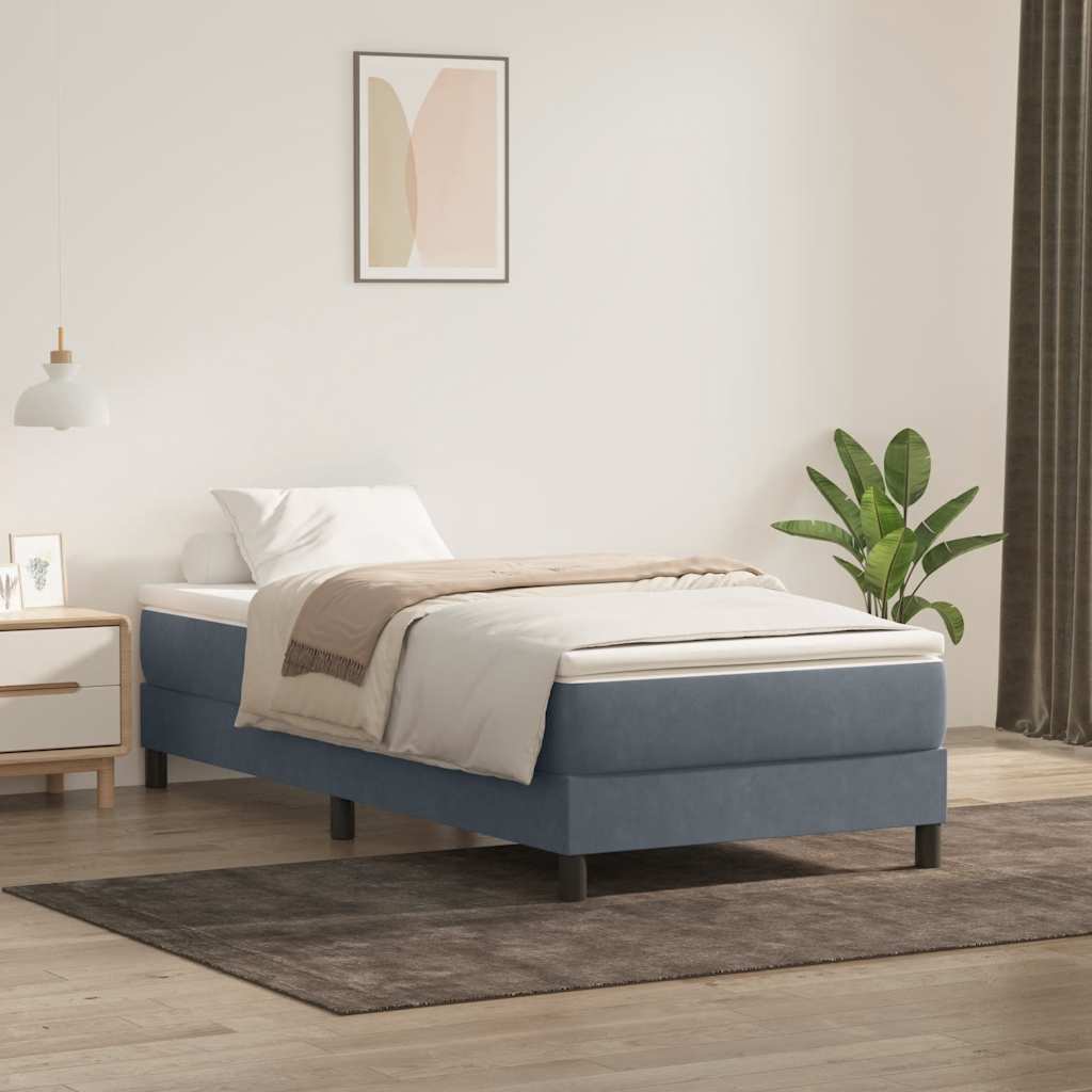 vidaXL Box Spring Κρεβάτι χωρίς στρώμα Σκούρο γκρι 80x210 cm Βελούδινο
