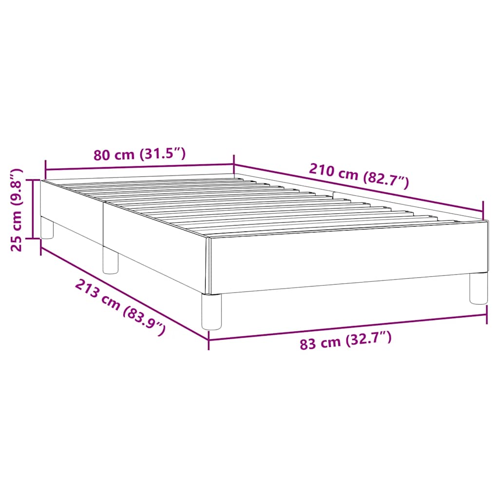 vidaXL Box Spring Κρεβάτι χωρίς στρώμα Σκούρο γκρι 80x210 cm Βελούδινο