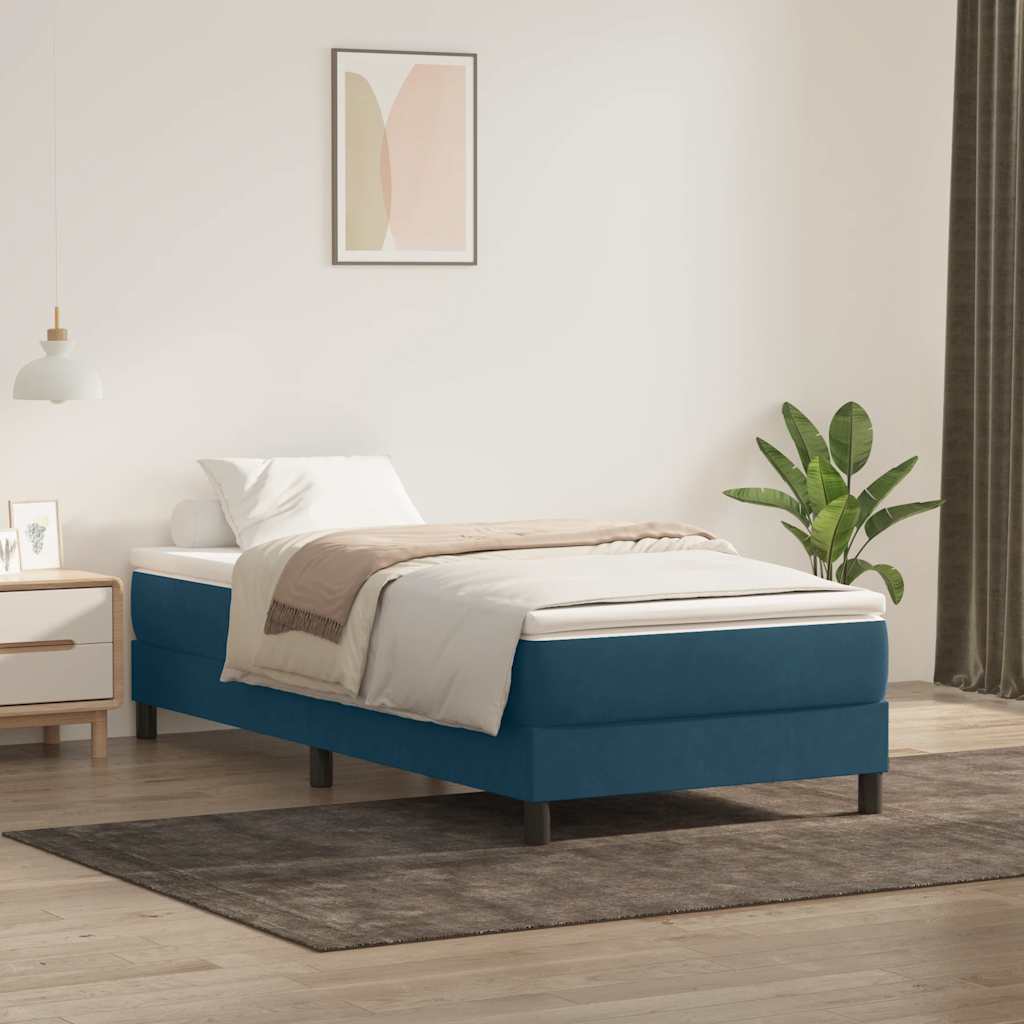 vidaXL Box Spring Κρεβάτι χωρίς στρώμα Σκούρο μπλε 80x210 cm Βελούδινο