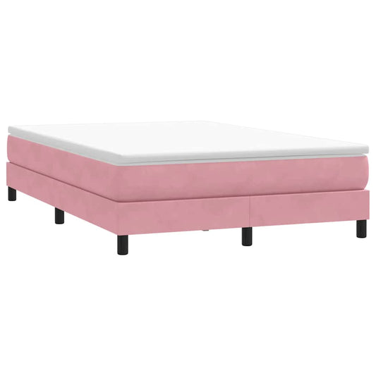 vidaXL Box Spring Κρεβάτι χωρίς στρώμα Ροζ 140x210 cm Βελούδινο