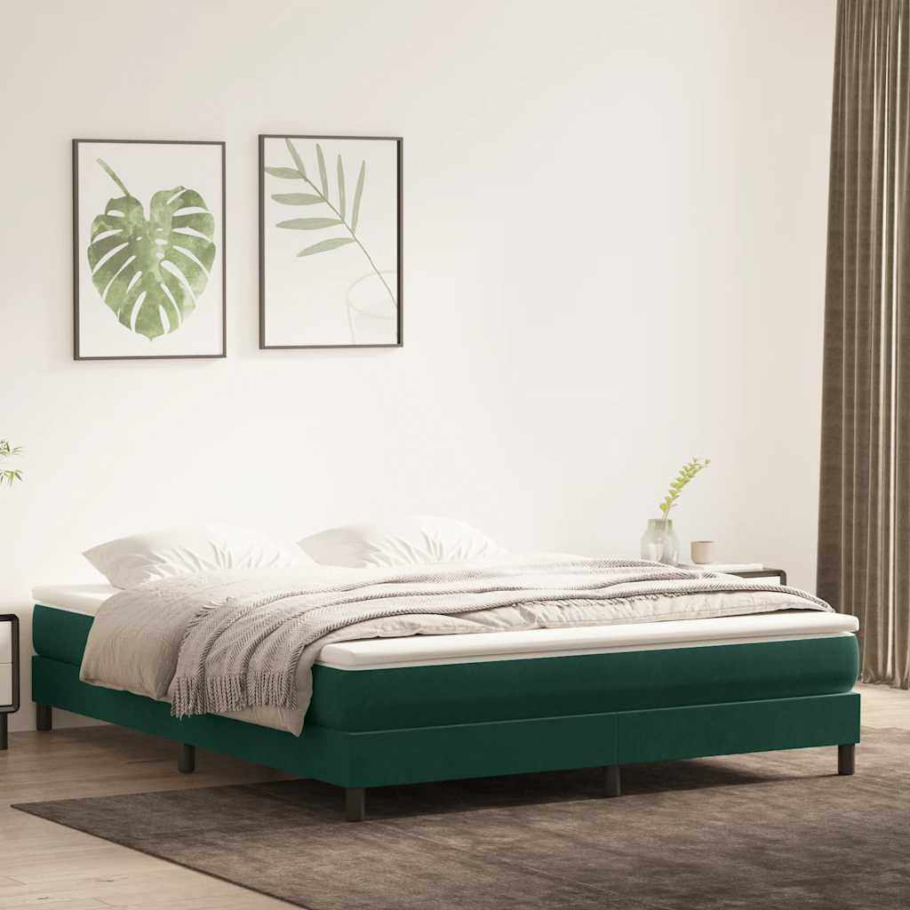 vidaXL Κρεβάτι Boxspring χωρίς Στρώμα Σκούρο Πράσινο 180x210εκ.