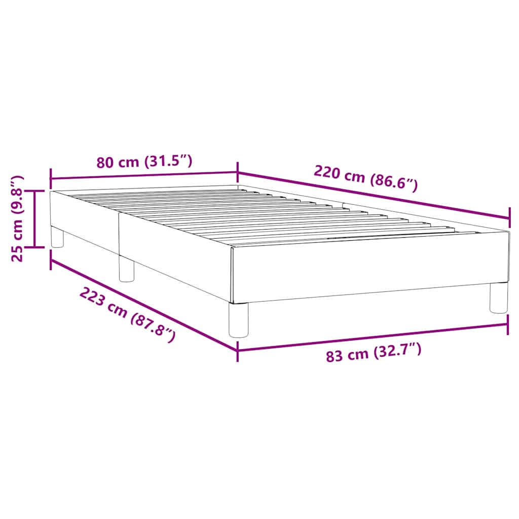 vidaXL Box Spring κρεβάτι χωρίς στρώμα ανοιχτό γκρι 80x220cm Βελούδινο