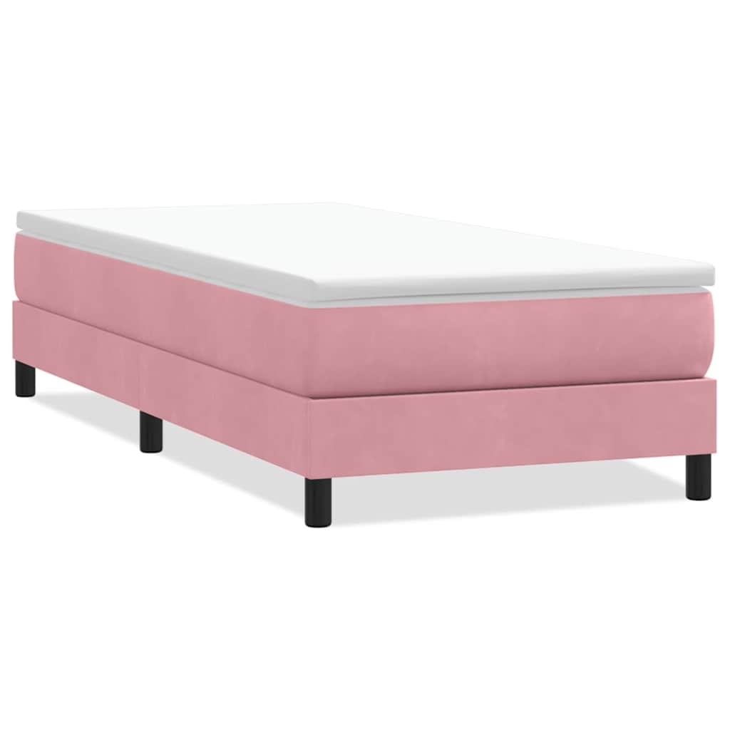 vidaXL Κρεβάτι Boxspring χωρίς Στρώμα Ροζ 80x220 εκ. Βελούδινο