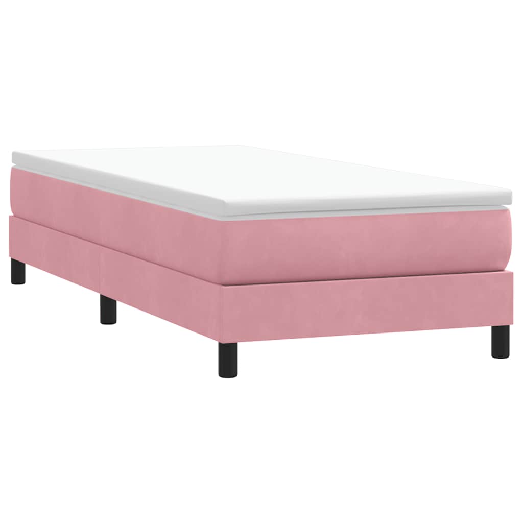 vidaXL Κρεβάτι Boxspring χωρίς Στρώμα Ροζ 80x220 εκ. Βελούδινο