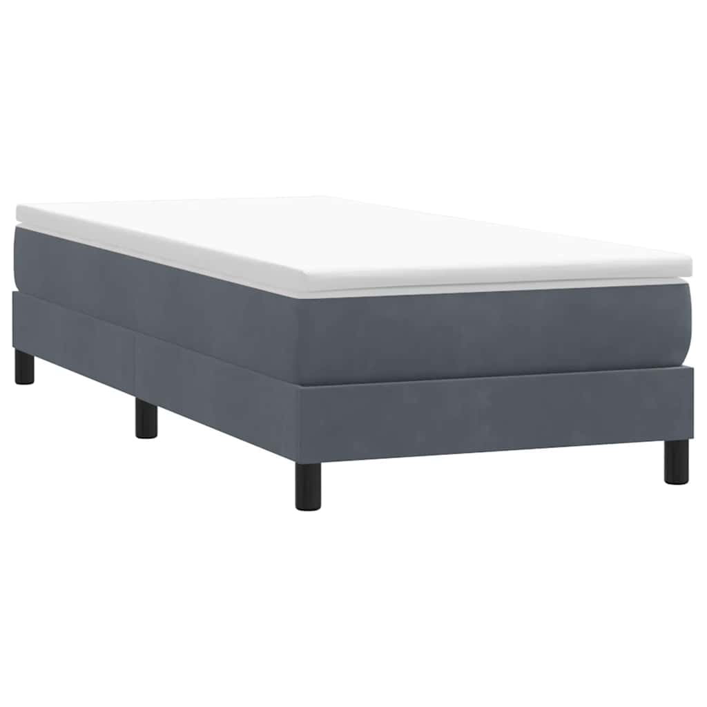 vidaXL Κρεβάτι Boxspring χωρίς Στρώμα Σκούρο Γκρι 90x220 εκ. Βελούδινο