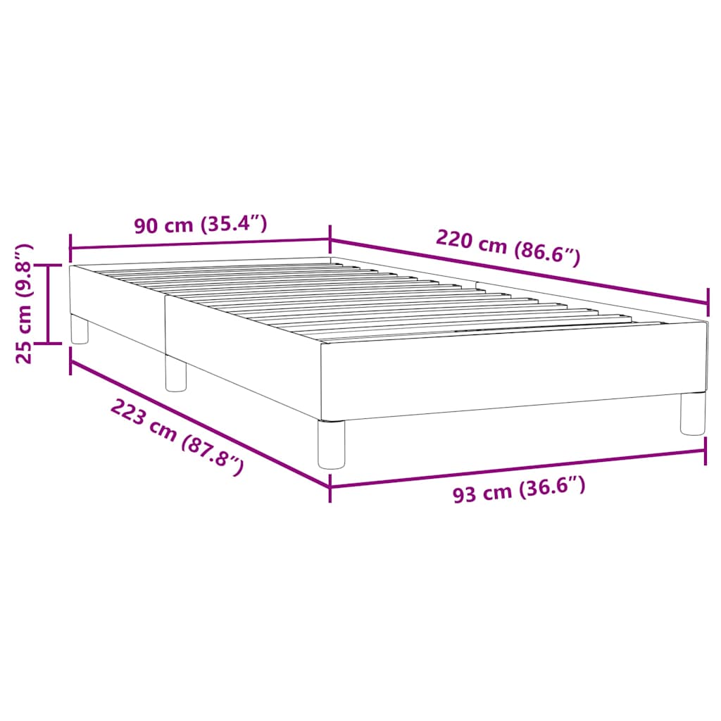 vidaXL Κρεβάτι Boxspring χωρίς Στρώμα Σκούρο Γκρι 90x220 εκ. Βελούδινο