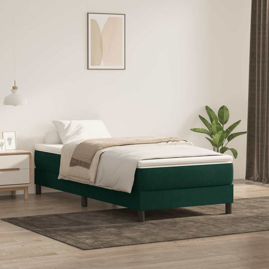 vidaXL Box Spring κρεβάτι χωρίς στρώμα σκούρο πράσινο 90x220 cm