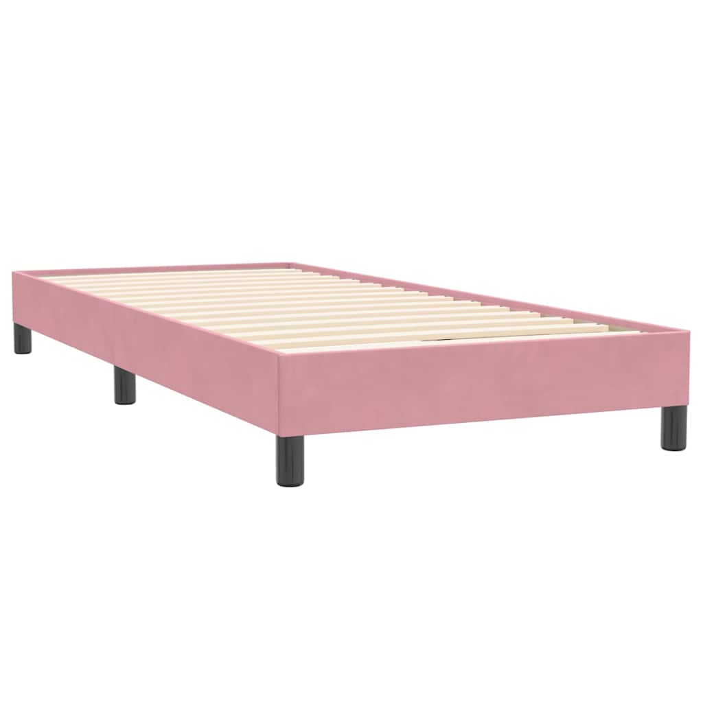 vidaXL Κρεβάτι Boxspring χωρίς Στρώμα Ροζ 90x220 εκ. Βελούδινο