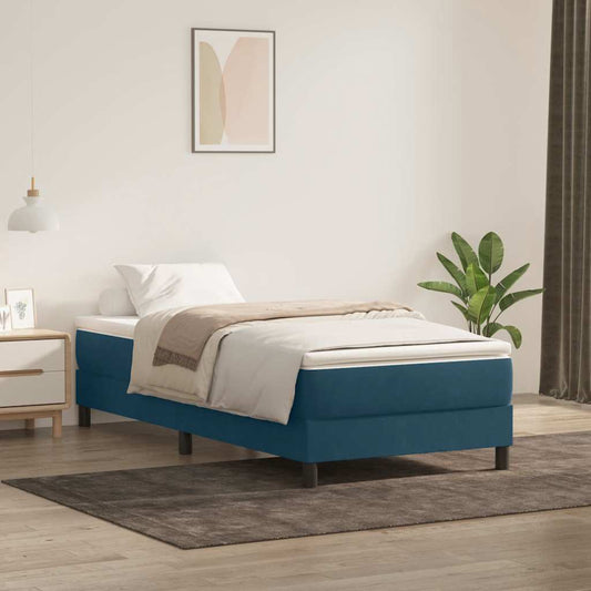 vidaXL Box Spring κρεβάτι χωρίς στρώμα σκούρο μπλε 100x220cm Βελούδινο