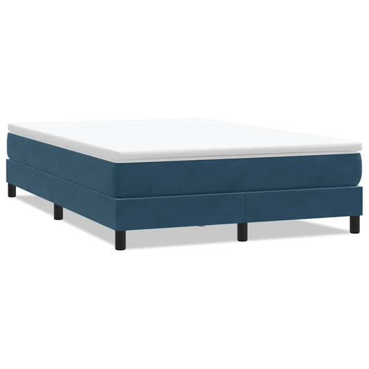 vidaXL Box Spring κρεβάτι χωρίς στρώμα σκούρο μπλε 140x220cm Βελούδινο