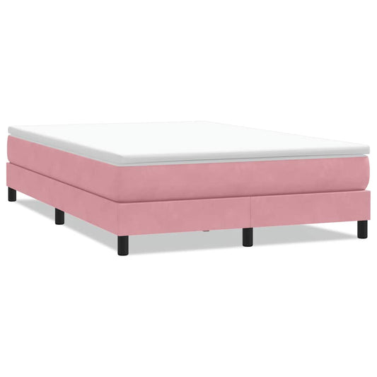 vidaXL Box Spring κρεβάτι χωρίς στρώμα ροζ 140x220 cm Βελούδινο