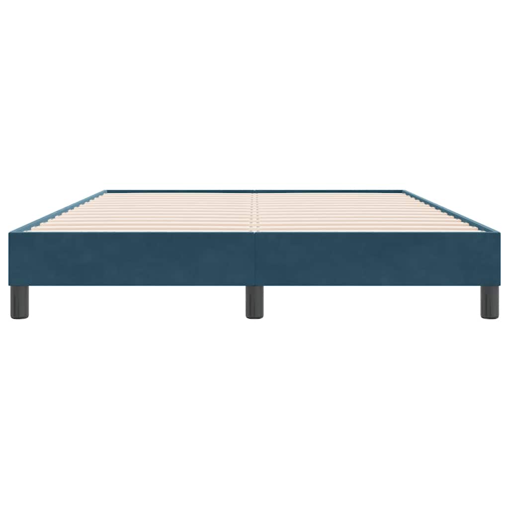 vidaXL Box Spring κρεβάτι χωρίς στρώμα σκούρο μπλε 160x220cm Βελούδινο