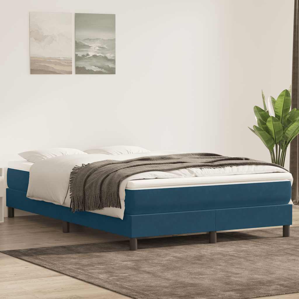 vidaXL Box Spring κρεβάτι χωρίς στρώμα σκούρο μπλε 160x220cm Βελούδινο