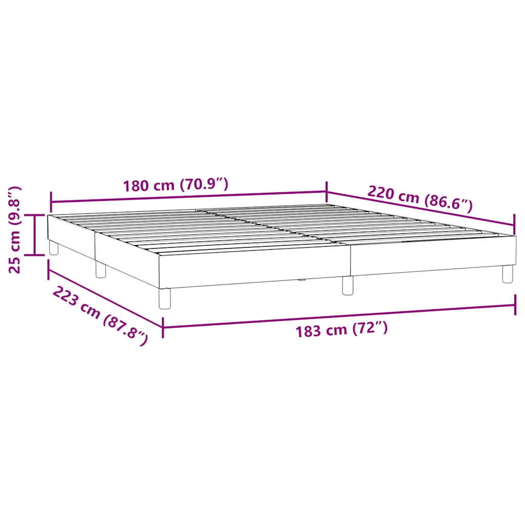 vidaXL Box Spring Κρεβάτι χωρίς στρώμα Μαύρο 180x220 cm Velvet
