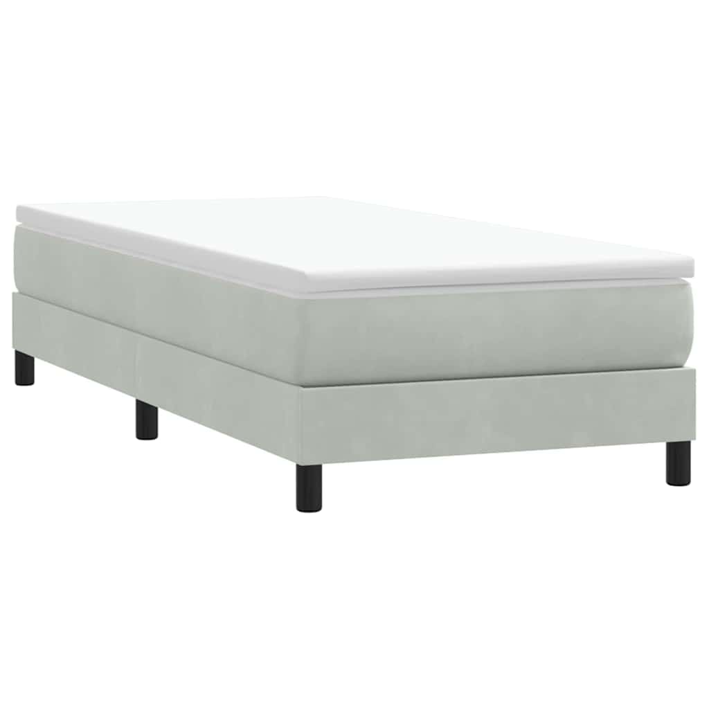 vidaXL Κρεβάτι Boxspring με Στρώμα Ανοιχτό Γκρι 80x210 εκ. Βελούδινο