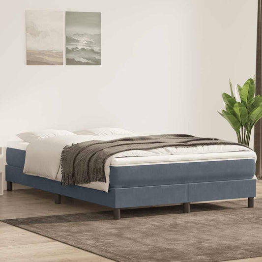 vidaXL Κρεβάτι Boxspring με Στρώμα Σκούρο Γκρι 160x210 εκ. Βελούδινο