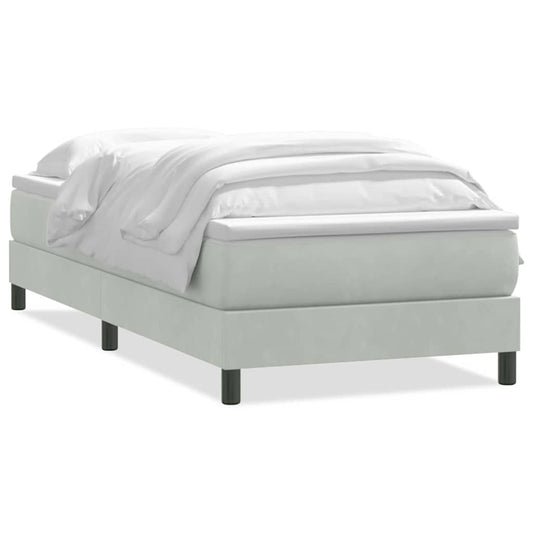 vidaXL Box Spring κρεβάτι με στρώμα ανοιχτό γκρι 80x220 cm Βελούδινο