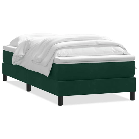 vidaXL Box Spring κρεβάτι με στρώμα σκούρο πράσινο 80x220εκ. Βελούδινο