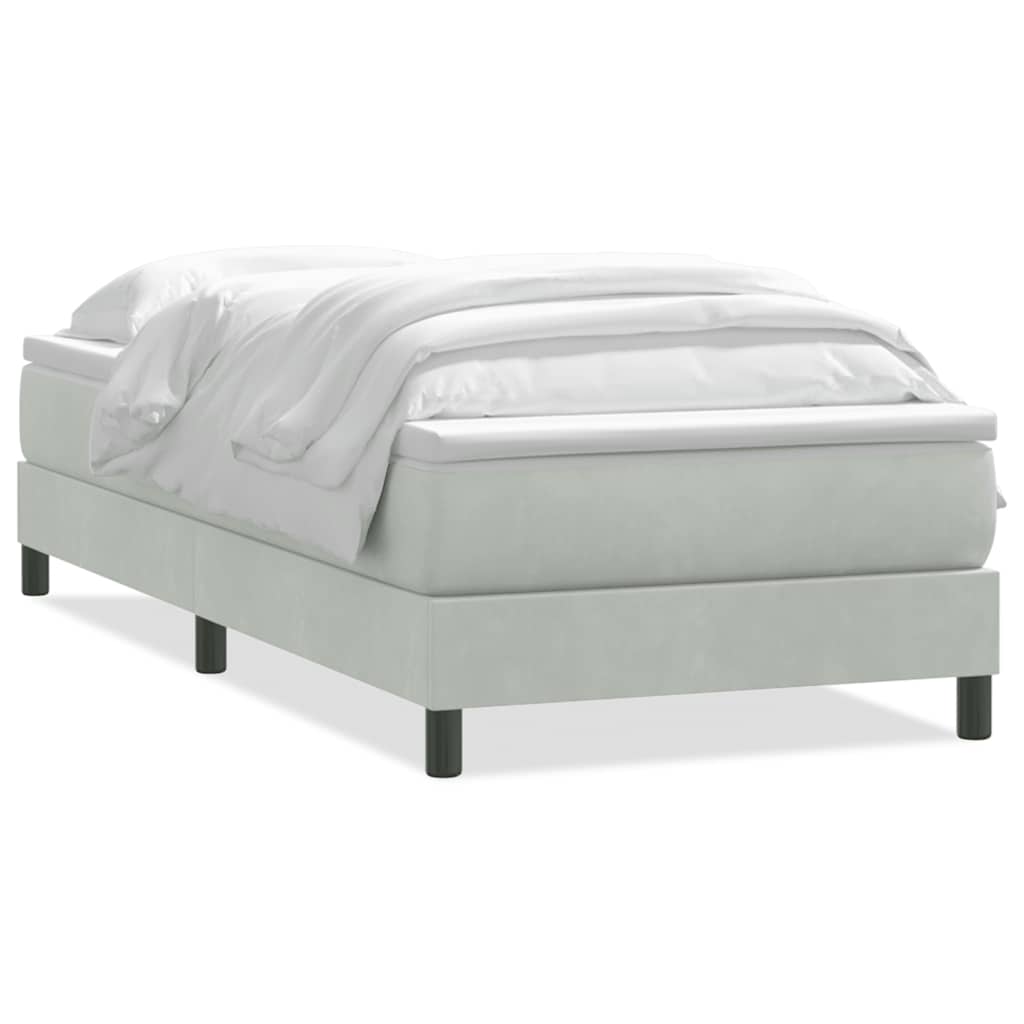 vidaXL Box Spring κρεβάτι με στρώμα ανοιχτό γκρι 90x220 εκ. Βελούδινο