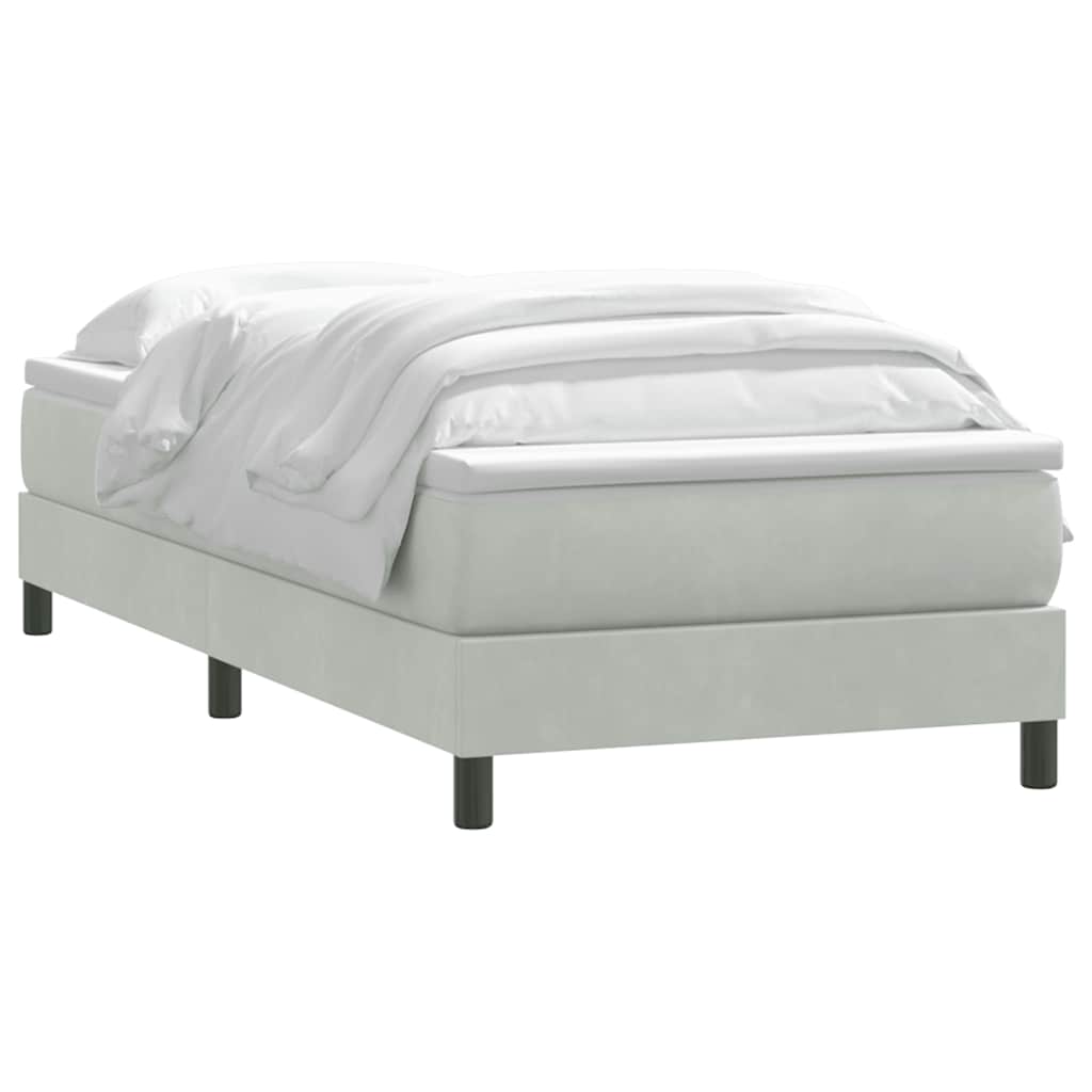 vidaXL Box Spring κρεβάτι με στρώμα ανοιχτό γκρι 90x220 εκ. Βελούδινο