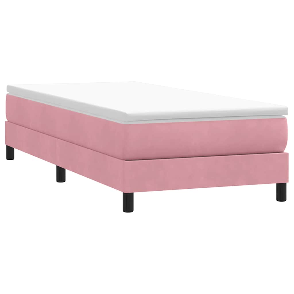 vidaXL Κρεβάτι Boxspring με Στρώμα Ροζ 90x220 εκ. Βελούδινο