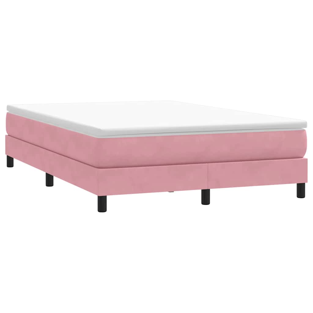 vidaXL Box Spring κρεβάτι με στρώμα ροζ 140x220 cm Βελούδινο