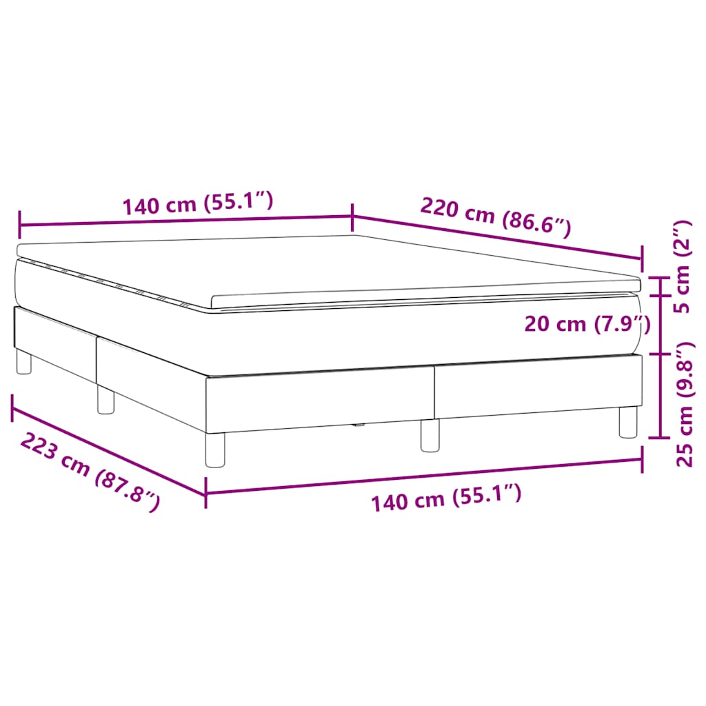 vidaXL Box Spring κρεβάτι με στρώμα ροζ 140x220 cm Βελούδινο