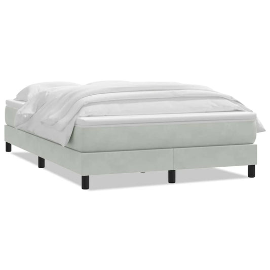 vidaXL Κρεβάτι Boxspring με Στρώμα Ανοιχτό Γκρι 160x220 εκ. Βελούδινο