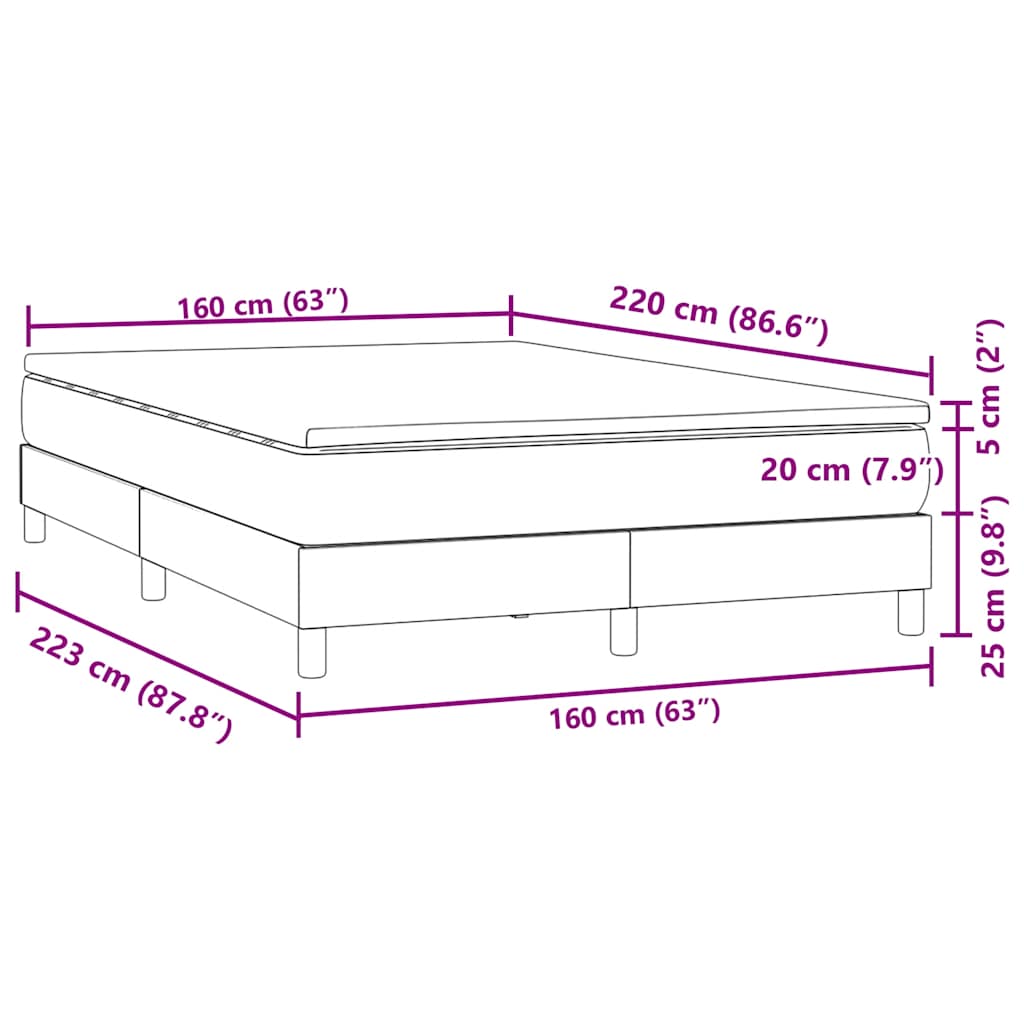 vidaXL Box Spring κρεβάτι με στρώμα σκούρο πράσινο 160x220cm Βελούδινο