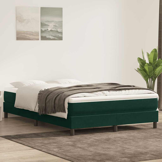 vidaXL Box Spring κρεβάτι με στρώμα σκούρο πράσινο 160x220cm Βελούδινο