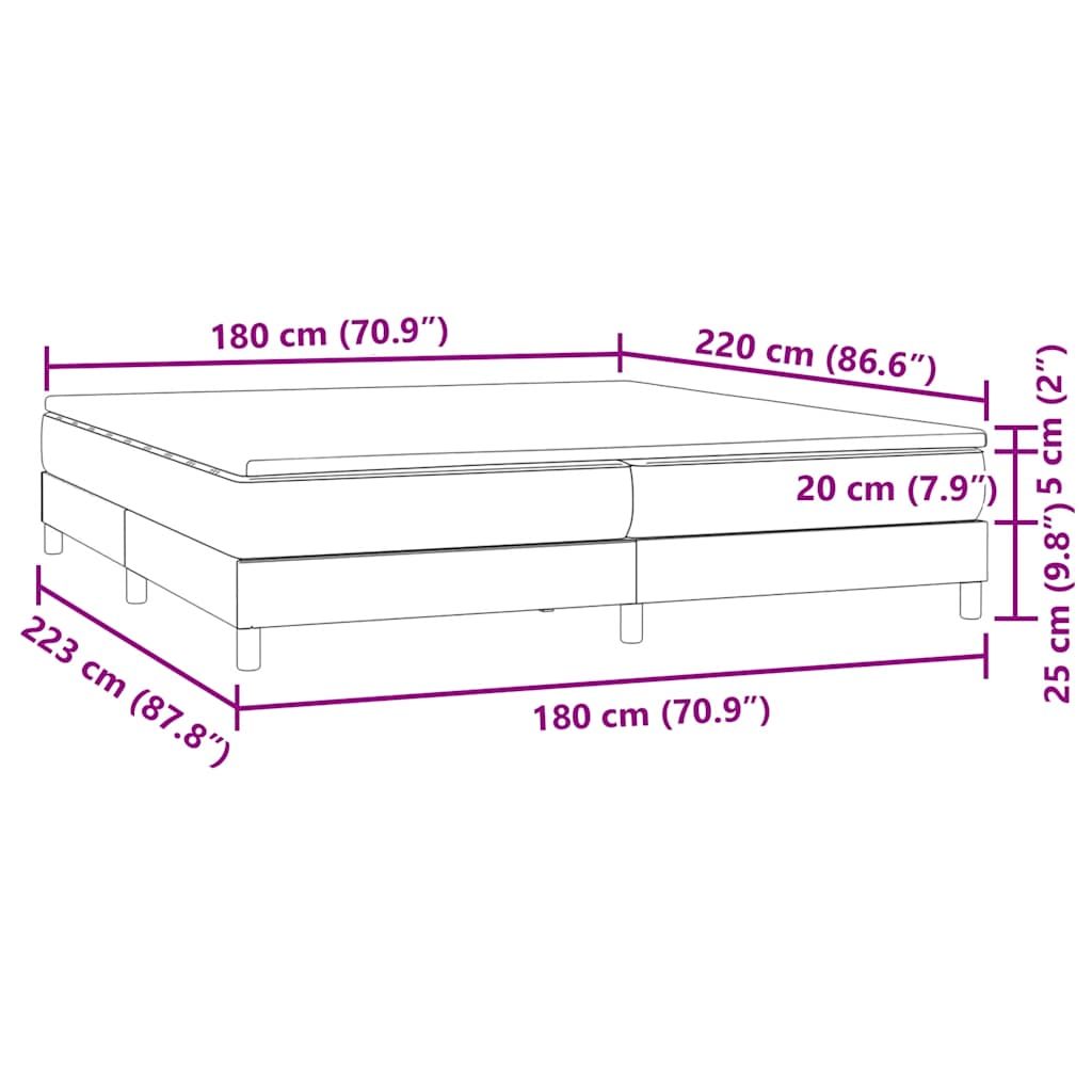 vidaXL Box Spring Κρεβάτι με στρώμα Μαύρο 180x220 cm Βελούδινο