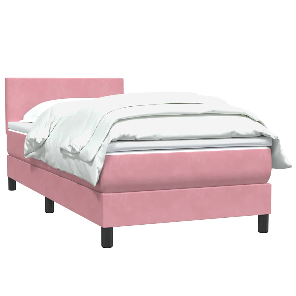 vidaXL Box Spring κρεβάτι με στρώμα ροζ 90x210 εκ. Βελούδινο