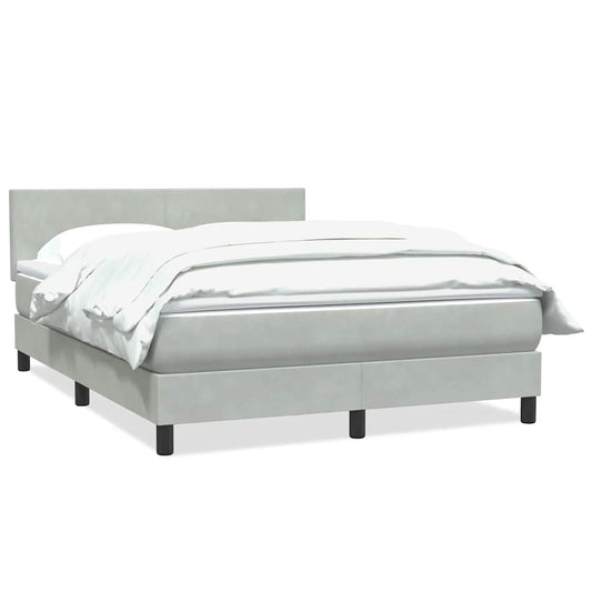 vidaXL Κρεβάτι Boxspring με Στρώμα Ανοιχτό Γκρι 160x210 εκ. Βελούδινο