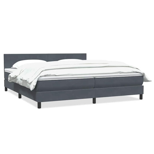 vidaXL Κρεβάτι Boxspring με Στρώμα Σκούρο Γκρι 180x210 εκ. Βελούδινο