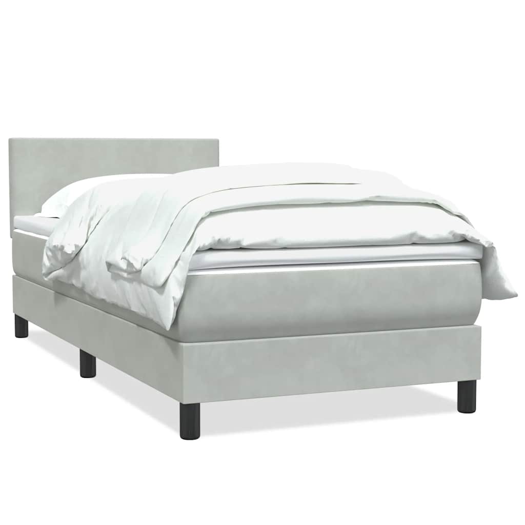 vidaXL Box Spring κρεβάτι με στρώμα ανοιχτό γκρι 80x220 cm Βελούδινο