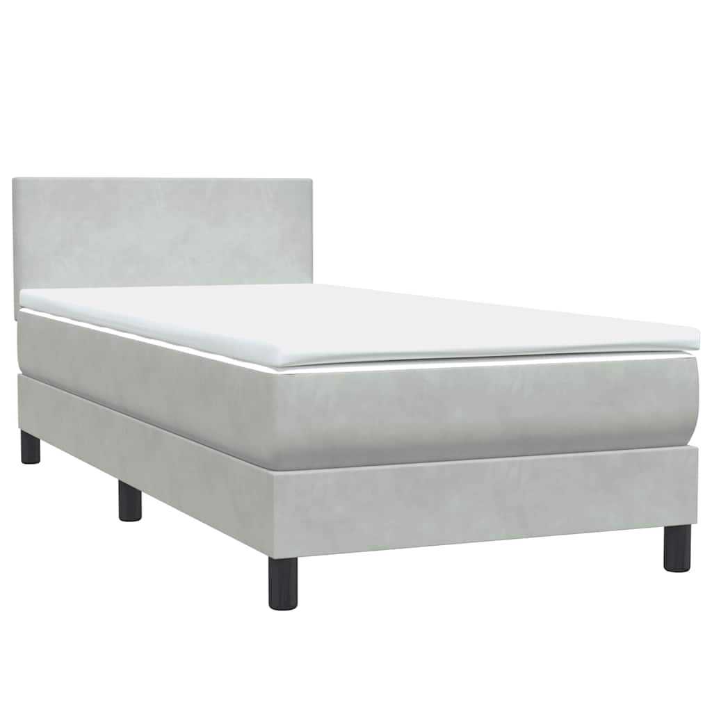 vidaXL Box Spring κρεβάτι με στρώμα ανοιχτό γκρι 80x220 cm Βελούδινο