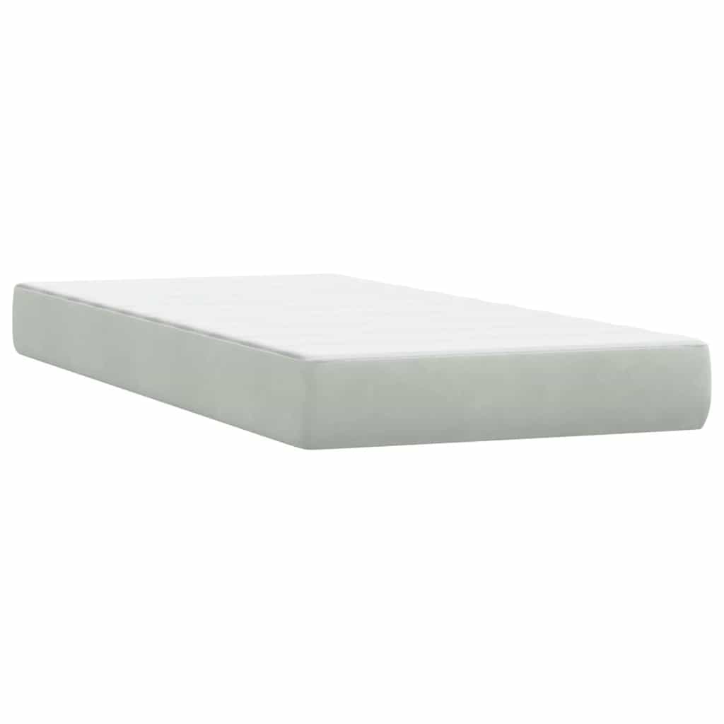 vidaXL Box Spring κρεβάτι με στρώμα ανοιχτό γκρι 80x220 cm Βελούδινο