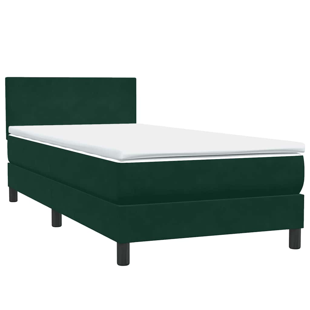 vidaXL Box Spring κρεβάτι με στρώμα σκούρο πράσινο 80x220εκ. Βελούδινο