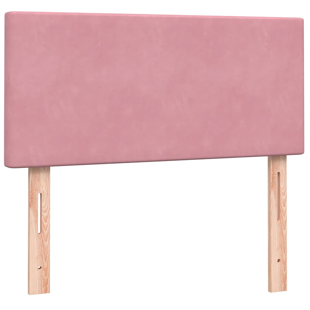vidaXL Κρεβάτι Boxspring με Στρώμα Ροζ 90x220 εκ. Βελούδινο