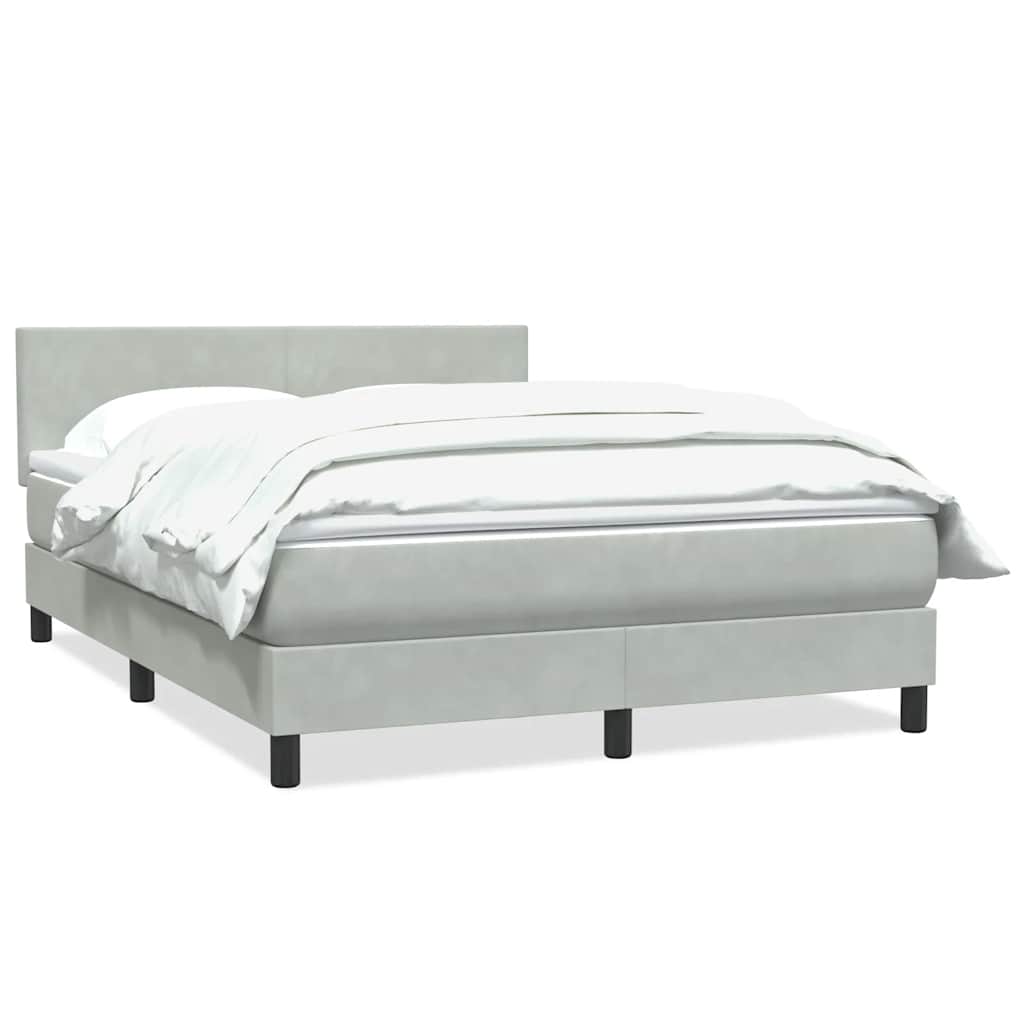 vidaXL Κρεβάτι Boxspring με Στρώμα Ανοιχτό Γκρι 160x220 εκ. Βελούδινο