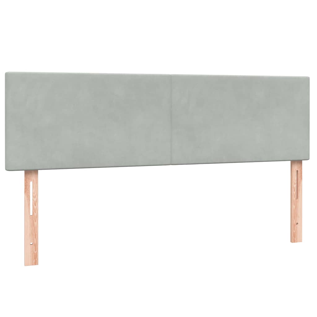 vidaXL Κρεβάτι Boxspring με Στρώμα Ανοιχτό Γκρι 160x220 εκ. Βελούδινο